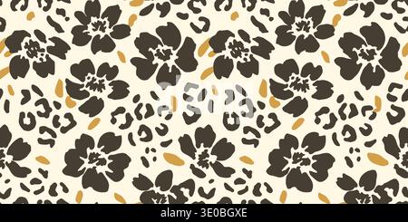 Mustard Gold Floral Animal Print Seamless Vector Stock Vector