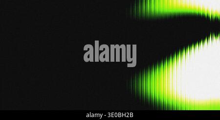 A vibrant green light emanates from a dark, textured background, creating a dynamic and abstract visual effect with sharp lines and a glowing aura Stock Photo