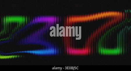 Vibrant abstract digital art with flowing lines of neon colors creating a futuristic and energetic visual pattern on a dark background Stock Photo