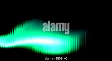 A vibrant green and blue abstract light streak with vertical lines on a black background, suggesting energy and motion Stock Photo