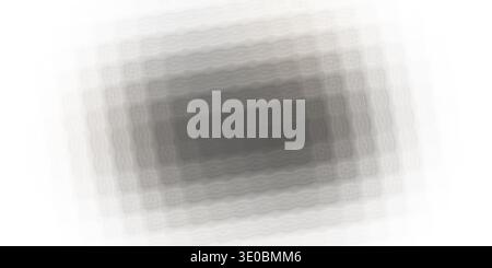 A grayscale abstract pattern of concentric squares with a wavy texture, fading into white Stock Photo