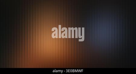 A dark, moody abstract background with vertical ribbed texture, featuring a warm orange glow on the left transitioning to a cool blue hue on the right Stock Photo