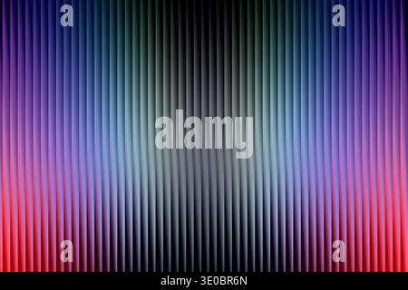 A vibrant gradient of vertical lines transitions from deep red and purple on the left to blue and green in the center, fading to black on the right, c Stock Photo