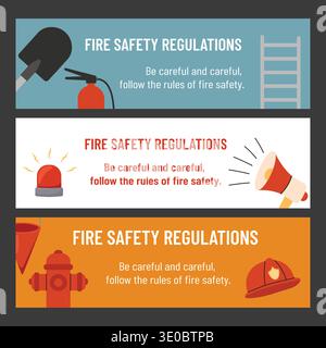 Fire safety regulations. Be careful and careful, follow the rules of fire safety. Vector Minimalist graphic elements Stock Vector