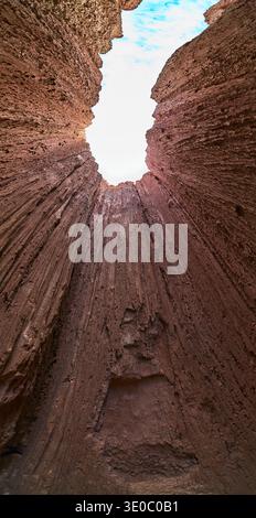 Slot Canyon Walls Texture and Sky View Cathedral Gorge State Park Nevada Stock Photo