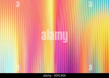 A vibrant abstract background features vertical stripes of color, blending from cool blues and purples to warm pinks, oranges, and yellows, creating a Stock Photo
