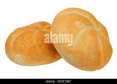 Two bread rolls isolated on white background Stock Photo