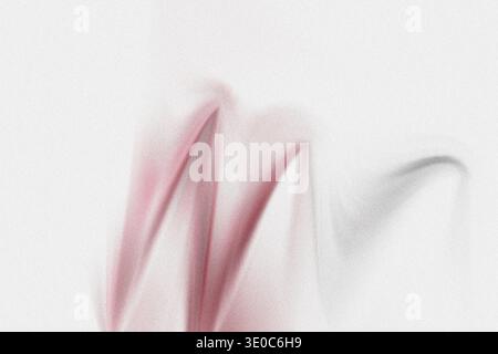 An abstract close-up image featuring grainy texture with soft, wavy forms primarily in shades of pale pink and grey against a light, textured backgrou Stock Photo