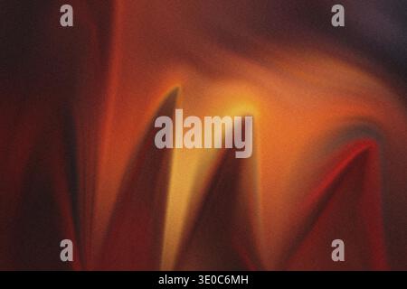 An abstract image dominated by deep reds, oranges, and a central bright yellow-orange luminosity. The texture is heavily granular, giving the impressi Stock Photo