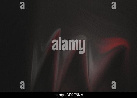 A dark, heavily textured image, almost entirely black and gray, with faint, wispy shapes highlighted by subtle streaks of red light, creating a myster Stock Photo