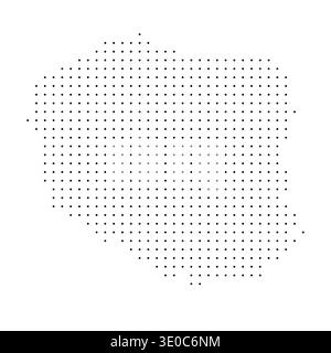 Poland country dotted map. Black spot pixel illustration isolated on white background. Vector circle mosaic. Stock Vector
