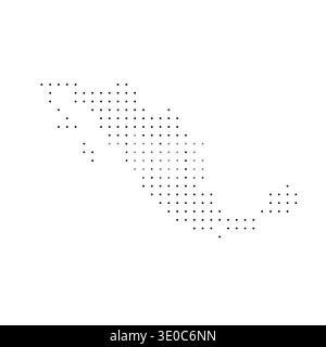 Mexico country dotted map. Black spot pixel illustration isolated on white background. Vector circle mosaic. Stock Vector