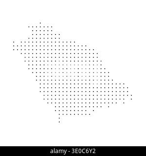 Saudi Arabia country dotted map. Black spot pixel illustration isolated on white background. Vector circle mosaic. Stock Vector