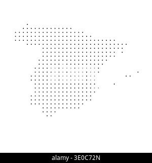 Spain country dotted map. Black spot pixel illustration isolated on white background. Vector circle mosaic. Stock Vector
