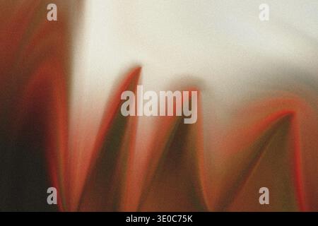 A highly textured, abstract image featuring jagged, pointed shapes in shades of red and dark brown/black set against a very light, almost white backgr Stock Photo