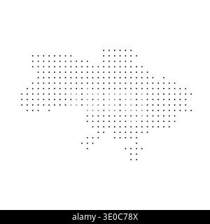 Ukraine country dotted map. Black spot pixel illustration isolated on white background. Vector circle mosaic. Stock Vector