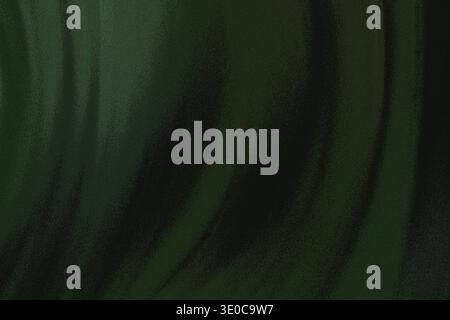 An image showcasing a dark green fabric with vertical folds and a blurred, slightly out of focus texture. The color is predominantly a deep, shadowy g Stock Photo