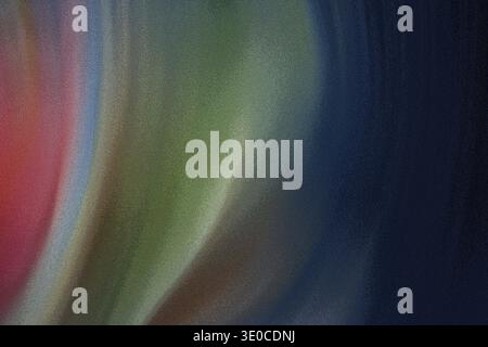 An abstract painting evokes the ethereal beauty of the Aurora Borealis with swirling streaks of green, blue, red, and dark hues. The image is blurry a Stock Photo