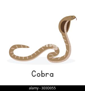 Cobra vector illustration, cartoon clipart character, animal in flat style. Wild animals, wild creatures, wildlife concept. Cobra vector design Stock Vector