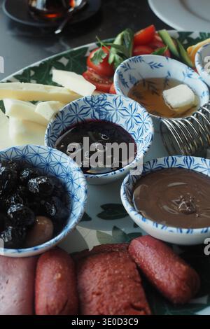 Food platter with assorted items in a restaurant setting Stock Photo