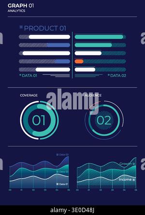 Project business analysis charts in color. Finance Charts. Stock Vector