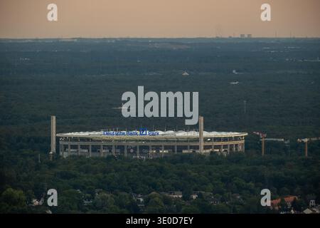 17.08.2025, Germany, Frankfurt am Main, Hesse - Deutsche Bank Park (Waldstadion), home of Bundesliga club Eintracht Frankfurt, view from the MAIN TOWE Stock Photo