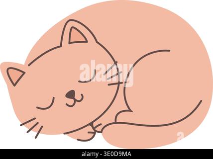 Sweet cat sleeping soundly in clean flat design. PNG Stock Photo