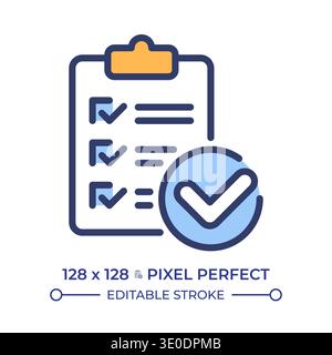 Survey approval pixel perfect line color icon Stock Vector