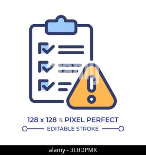 Risk assessment pixel perfect line color icon Stock Vector