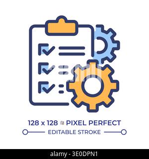 Survey process pixel perfect line color icon Stock Vector