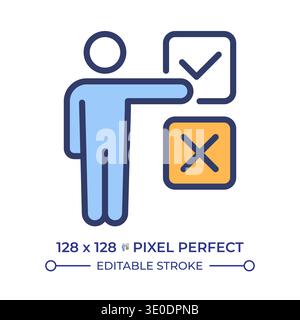 Customer decision making pixel perfect line color icon Stock Vector