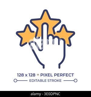 Star rating survey pixel perfect line color icon Stock Vector