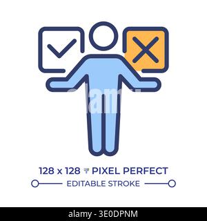 Problem solving skills pixel perfect line color icon Stock Vector