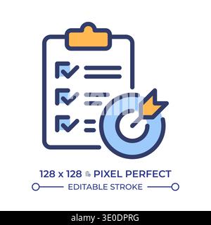 Survey evaluation pixel perfect line color icon Stock Vector