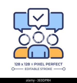 Social opinion pixel perfect line color icon Stock Vector