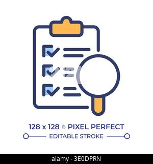 Survey analysis pixel perfect line color icon Stock Vector