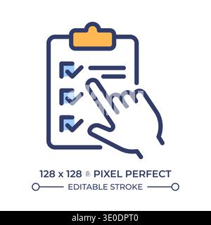 Survey checklist pixel perfect line color icon Stock Vector
