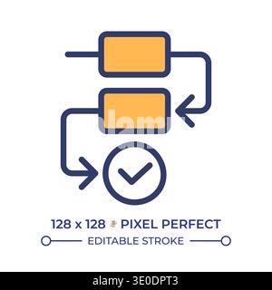 Process flow pixel perfect line color icon Stock Vector