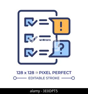 Survey exceptions pixel perfect line color icon Stock Vector