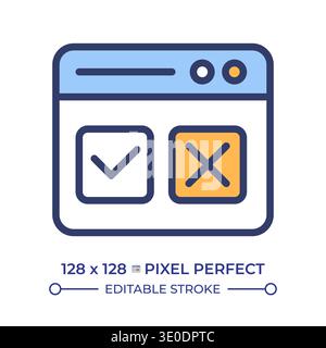 Online survey pixel perfect line color icon Stock Vector
