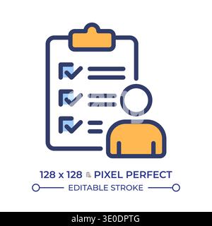 Respondent profile pixel perfect line color icon Stock Vector
