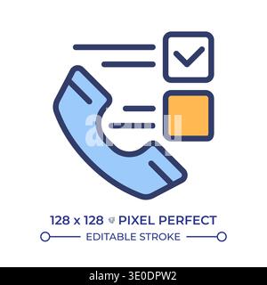 Phone survey pixel perfect line color icon Stock Vector