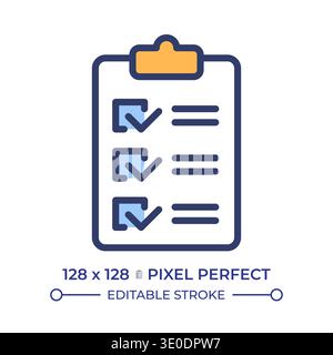Survey clipboard pixel perfect line color icon Stock Vector