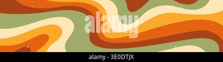 Warm Zebra groovy banner with color waves and textured. Stock Vector