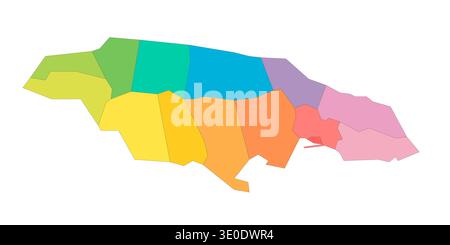 Jamaica political map of administrative divisions - parishes. Rainbow spectrum colorful blank vector map. Stock Vector