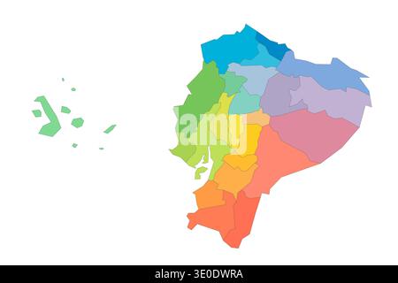 Ecuador political map of administrative divisions - provinces. Rainbow spectrum colorful blank vector map. Stock Vector