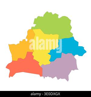 Belarus political map of administrative divisions - regions and one autonomous city. Rainbow spectrum colorful blank vector map. Stock Vector