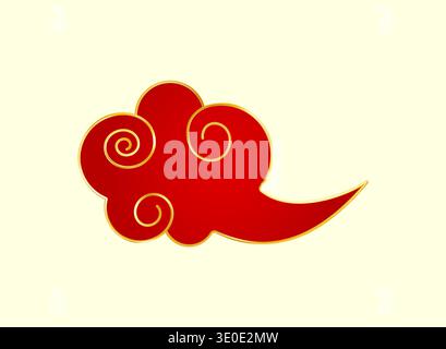 Red Gold traditional Chinese cloud. Luxury gradient element Stock Vector