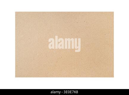 Square brown cardboard sheet isolated on white. Smooth brown paper as background or texture, clipping path Stock Photo