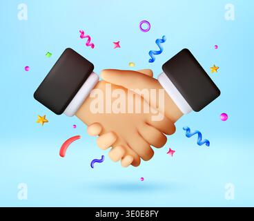 Business handshake as a 3d icon. Stock Vector
